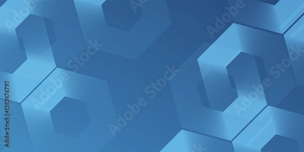 Obraz Modern dark blue gradient background featuring a hexagon line. Ideal as a sophisticated backdrop for various abstract simple background design