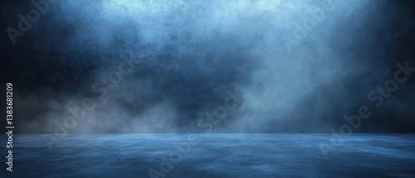 Obraz Mysterious mist over tranquil water with a dark background.