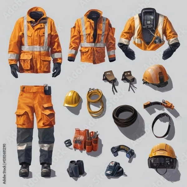 Obraz Safety gear and equipment for construction and industrial use.