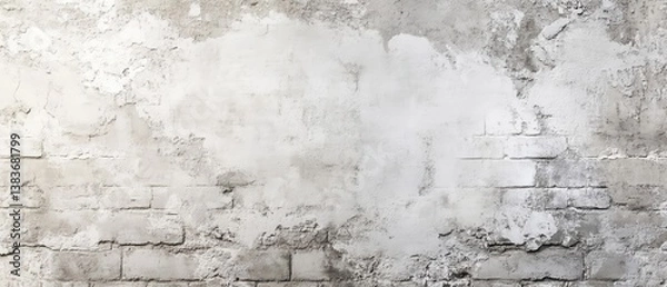 Obraz Textured grey brick wall with peeling paint and weathered surface.