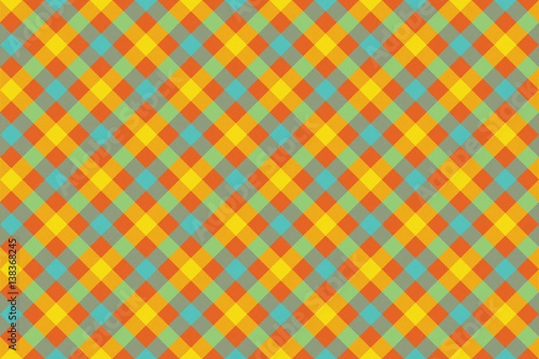Fototapeta Color check diagonal fabric texture background seamless pattern