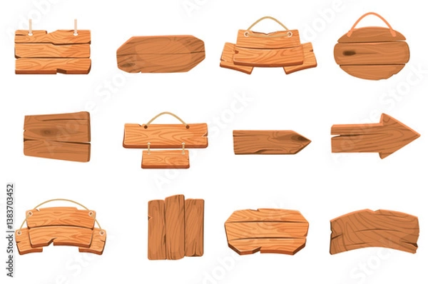 Fototapeta A set of wooden boards and frames in vector format, ideal for restaurant menus, signboards, and vintage-style designs.	
