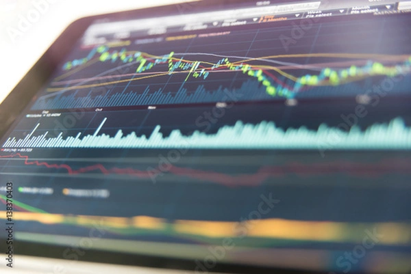 Fototapeta Stock Market on Tablet