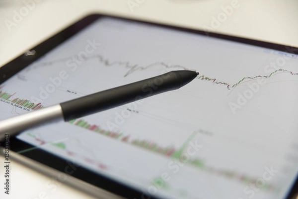 Fototapeta Stock market on tablet
