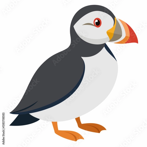 Fototapeta Minimalist Atlantic Puffin Vector on White Background