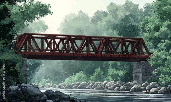 Obraz bridge river in metal