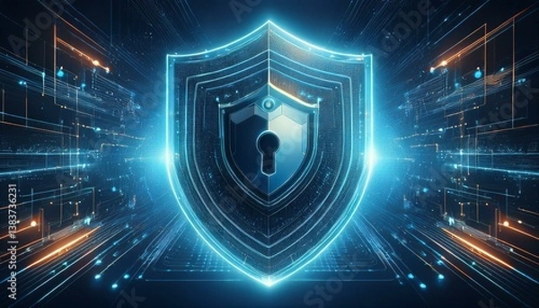 Fototapeta optics background with security shield technology