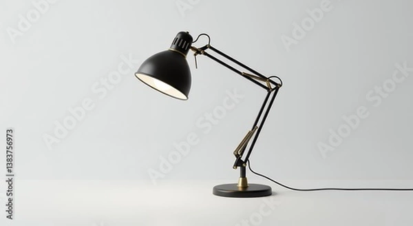 Fototapeta Sophisticated black desk lamp with adjustable arm and a minimalist design touch