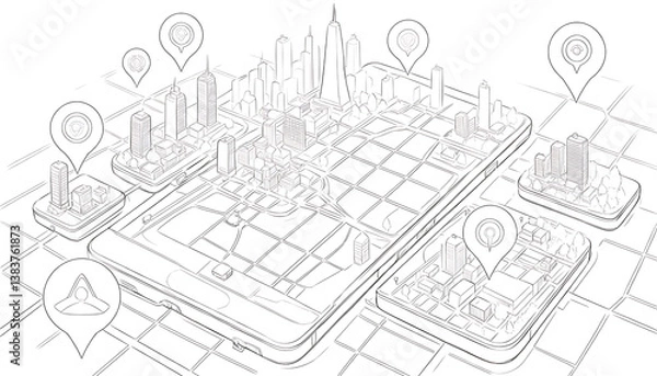 Obraz Futuristic Geolocation Map with AI Technology and Glowing Pin for Business Logistics

