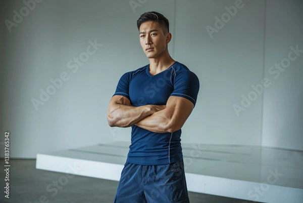 Obraz Man posing confidently in workout attire