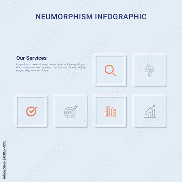 Obraz Neumorphism Square Shape Infographic Design