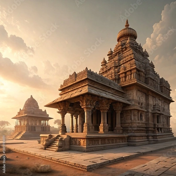 Fototapeta Vishwakarma’s Vision A Surreal Fusion of Ancient Craft and Futuristic AI Symmetry