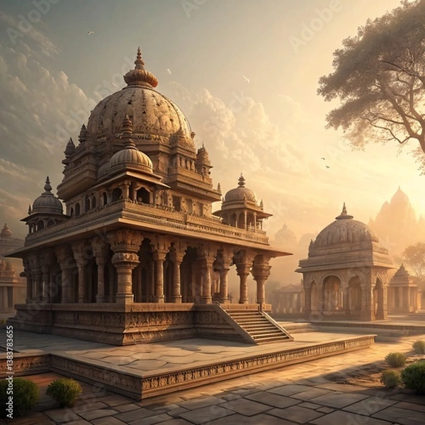 Fototapeta Vishwakarma’s Vision A Surreal Fusion of Ancient Craft and Futuristic AI Symmetry