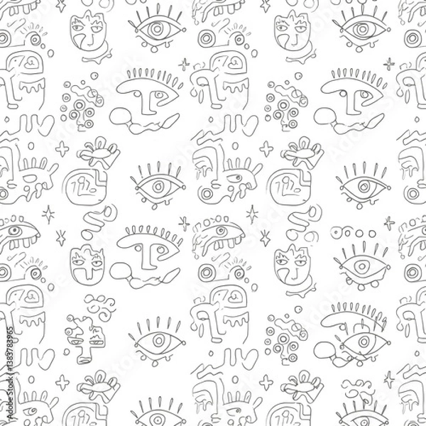 Fototapeta Seamless traditional fabric pattern with intricate timeless designs.