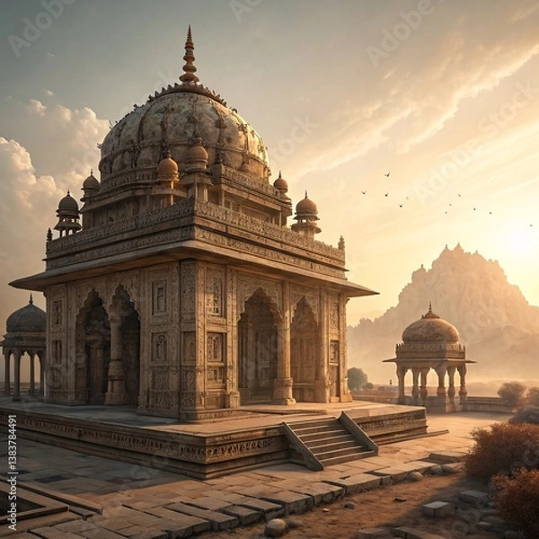 Fototapeta Vishwakarma’s Vision A Surreal Fusion of Ancient Craft and Futuristic AI Symmetry