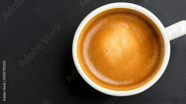 Fototapeta Close Up Of Espresso Coffee In White Cup On Dark Background