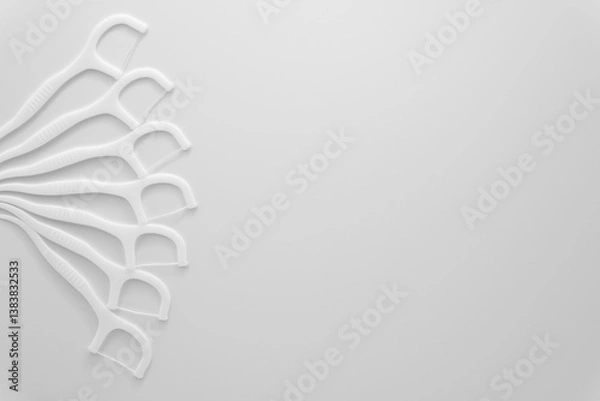 Obraz floss sticks for teeth on white background