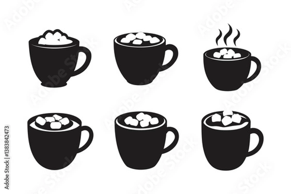Obraz hot cocoa marshmallows vector art silhouette