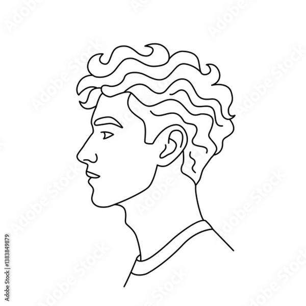Fototapeta face of handsome guy in linear modern style. vector illustration on white background
