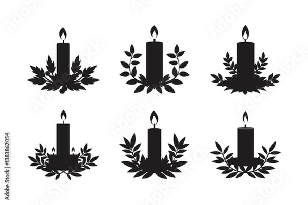 Obraz candle centerpiece greenery vector art silhouette