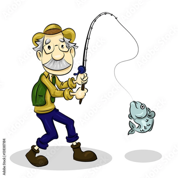 Fototapeta fisher man with spinning go to fishing