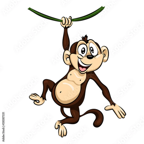 Obraz crazy funny cute young little monkey isolated