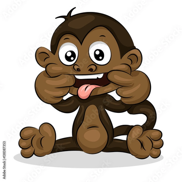 Obraz crazy funny cute young little monkey isolated