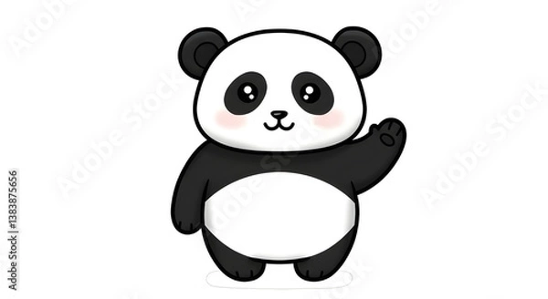Fototapeta Cute panda thumbs up cartoon
