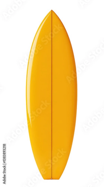 Fototapeta Vibrant yellow surfboard display clean background sport equipment studio environment minimalist view