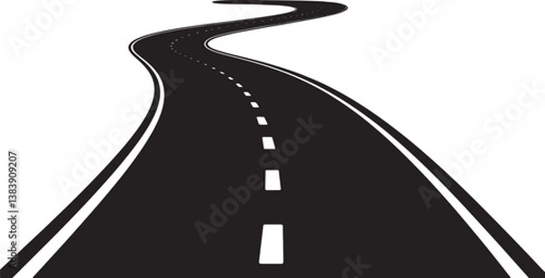 Fototapeta Road path curved vector illustration isolated On Transparent Background