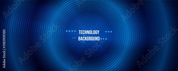 Fototapeta Abstract blue background with digital circular gradient and dots, vector illustration, Digital wave pattern, creating elegant and modern design for technology or business themes. 