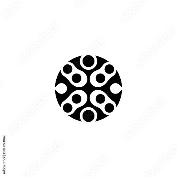Fototapeta Abstract Black and White Circular Design with Organic Shapes