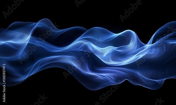 Fototapeta abstract flowing blue smoke on black background, symbolizing energy and movement