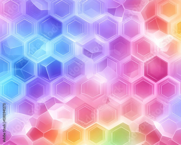 Fototapeta Abstract colorful hexagonal pattern background with glowing effect