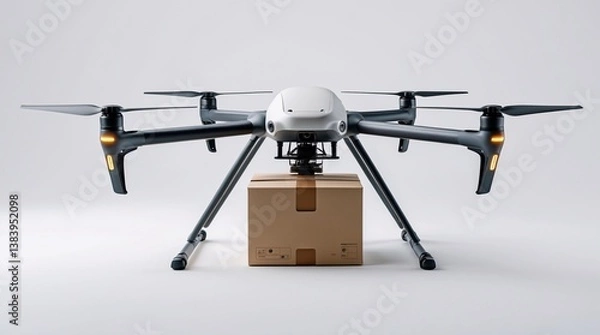 Obraz Next-Gen Logistics AI-Powered Drone Delivering Box in 8K Detail