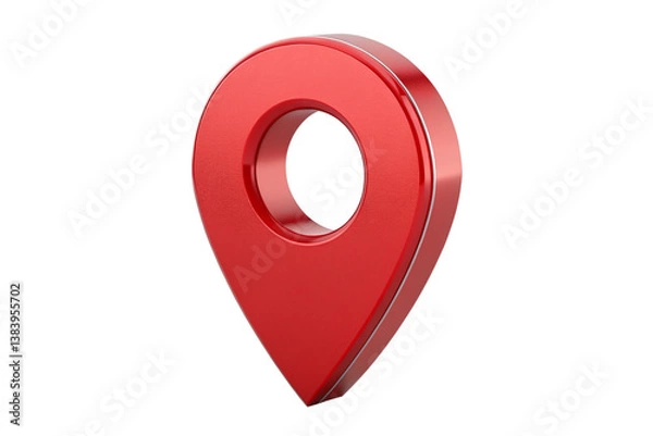 Fototapeta 3D red location pin icon with a hollow center, representing navigation, direction, and maps in a sleek, modern design. Isolated on transparent background-generated by ai