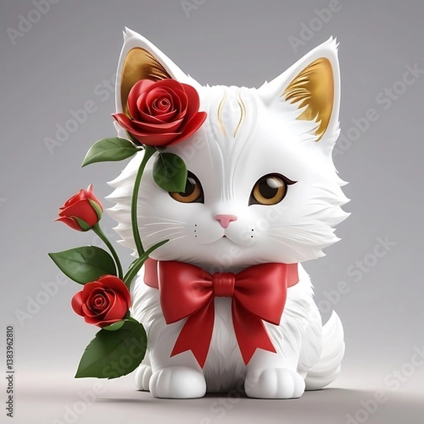 Fototapeta cat with flowers
