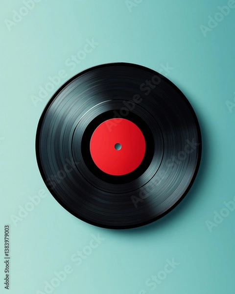 Obraz Vinyl record icon on blue background – retro music and vintage audio design