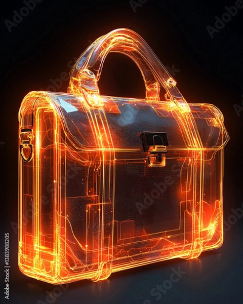 Obraz Futuristic glowing briefcase made of stars and cosmic energy – surreal sci-fi concept