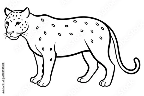Fototapeta jaguar silhouette line art vector illustration with a white background