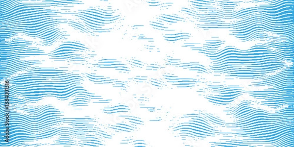 Fototapeta vintage grunge striped blue waves background,  illustration design element