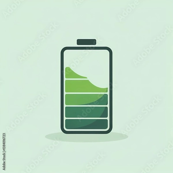 Fototapeta Battery icon charging with gradient green colors on a light background  