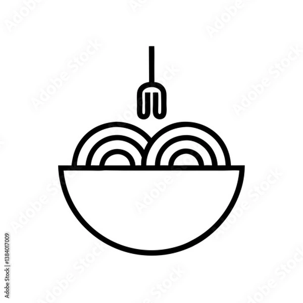 Fototapeta A tempting bowl of noodles, ready to be enjoyed, with a fork poised above, a simple yet delicious visual.