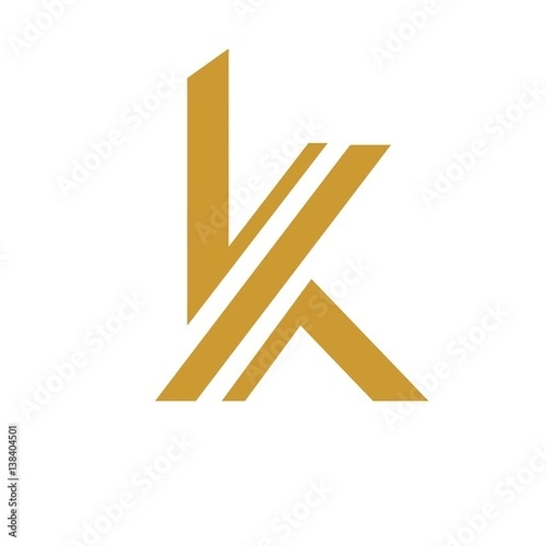 Fototapeta initial letter K gold color logo vector