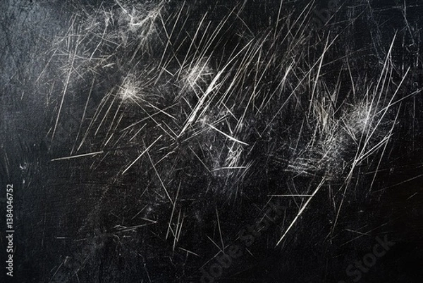 Fototapeta Abstract background texture with numerous white scratches on a black surface.