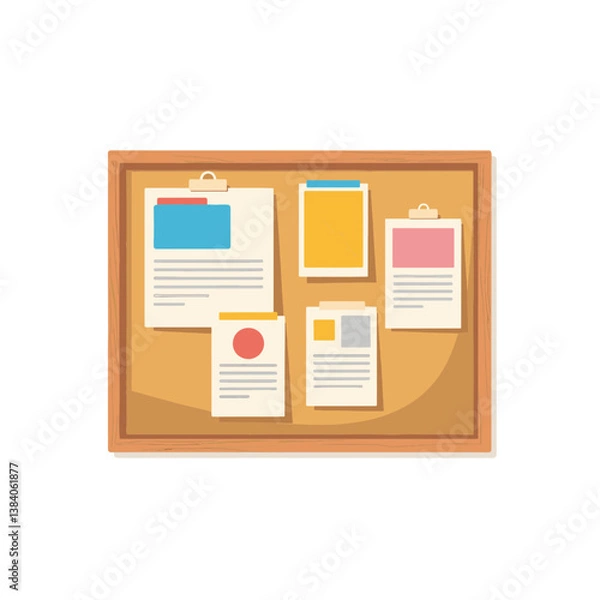 Fototapeta Colorful bulletin board with job postings and notes, information sharing