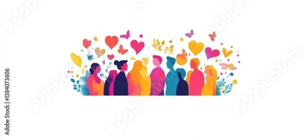 Fototapeta A diverse group of people standing together, representing the concept of diversity and unity Generative AI