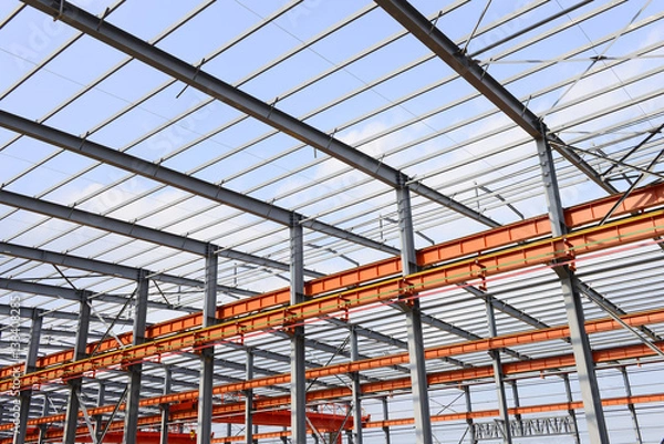 Obraz Steel structure workshop is under construction