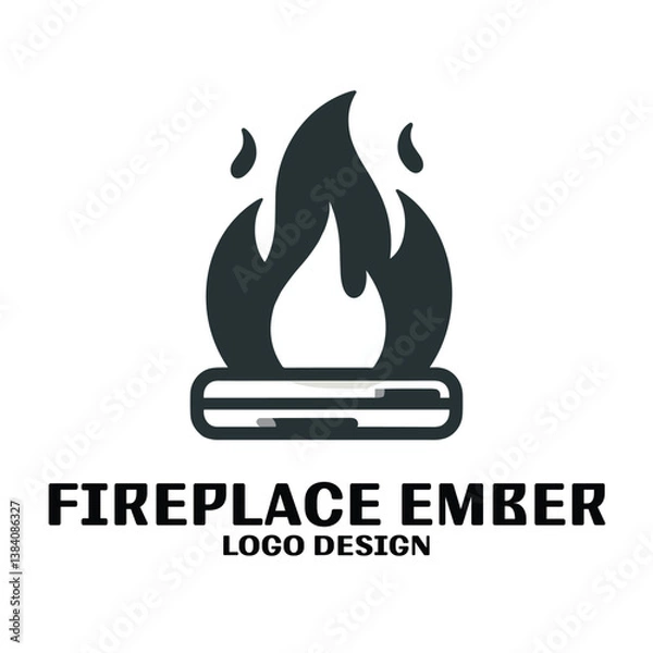 Fototapeta Fireplace Ember Vector Logo Design