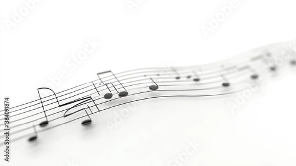 Fototapeta Wavy musical notes on a white background.